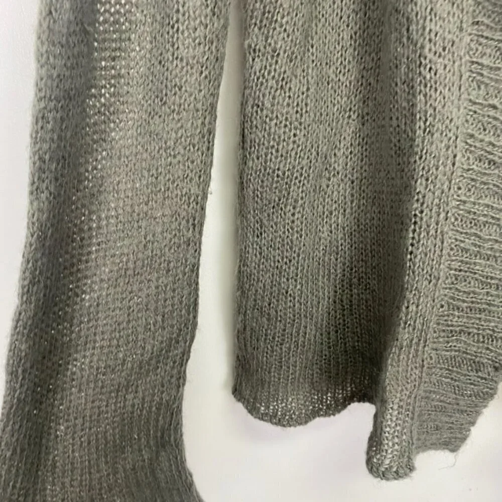 Wooden Ships Gray Mohair and Wool Blend Open Front Cardigan Sweater